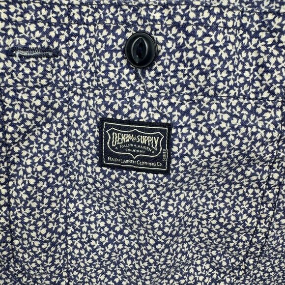 Denim Supply Ralph Lauren Shirt Mens Button Up Large Blue Floral Casual Cotton - Picture 5 of 9